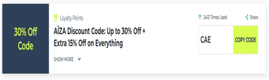 Copy AIZA Promo Code