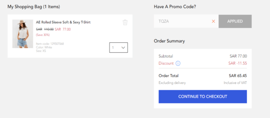 American Eagle Discount Applied