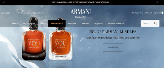 Check Armani Beauty Website