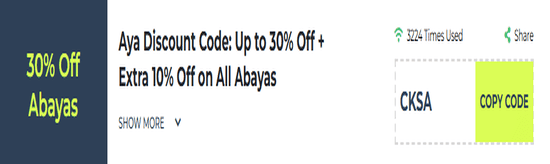 Aya Show Coupon