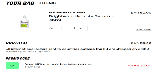 Apply BEAUTY BAY Saudi Arabia Promo