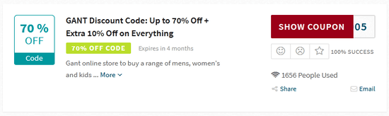 Gant Show Coupon