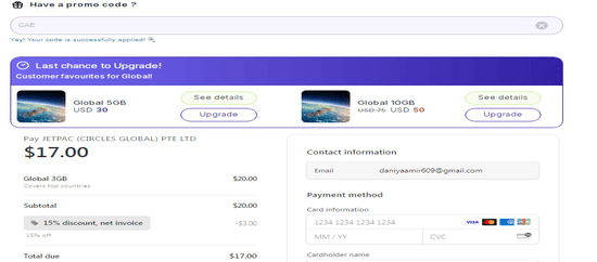 Jetpac discount applied