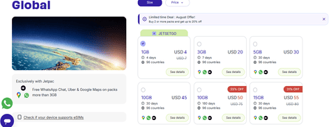 Jetpac’s eSIM packs