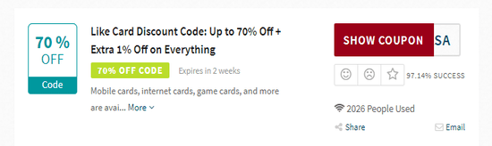 Like Card Discount Code