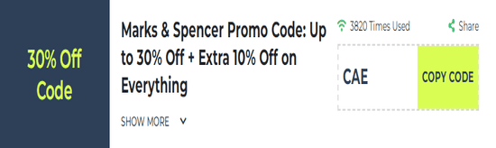 Marks & Spencer Show Coupon