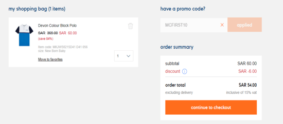 Mothercare Discount Applied
