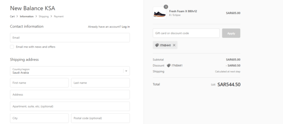 Apply New Balance Discount