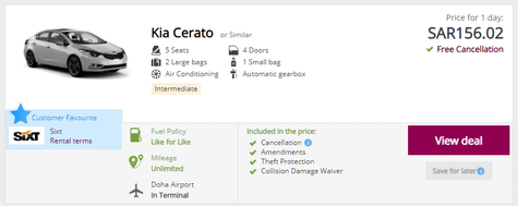 Qatar Airways Car Rentals