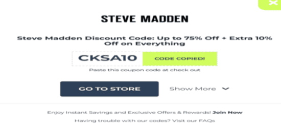 Steve Madden Copy Code